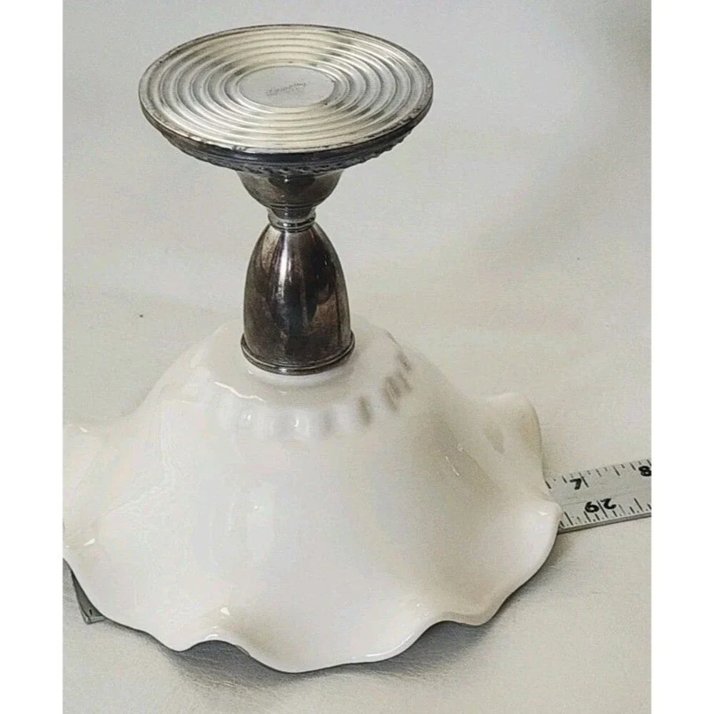 Preisner Porcelain Compote Weighted Sterling Silver Candy Dish Base - 1930's